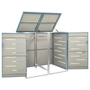 vidaXL acéltároló két gurítható szemeteskukához 138 x 77,5 x 112,5 cm