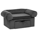 vidaXL sötétszürke plüss kutyakanapé fiókkal 75 x 50 x 38 cm