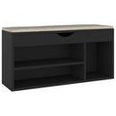 vidaXL fekete szerelt fa cipőtároló pad párnával 104 x 30 x 49 cm