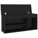 vidaXL fekete szerelt fa cipőtároló pad párnával 104 x 30 x 49 cm