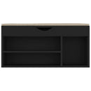 vidaXL fekete szerelt fa cipőtároló pad párnával 104 x 30 x 49 cm