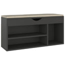 vidaXL szürke szerelt fa cipőtároló pad párnával 104 x 30 x 49 cm