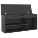 vidaXL szürke szerelt fa cipőtároló pad párnával 104 x 30 x 49 cm