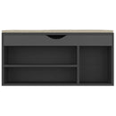 vidaXL szürke szerelt fa cipőtároló pad párnával 104 x 30 x 49 cm