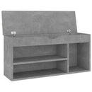 vidaXL betonszürke szerelt fa cipőtároló pad párnával 104 x 30 x 49 cm