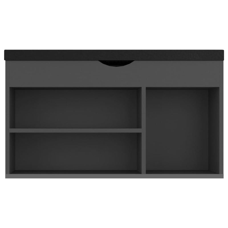 vidaXL szürke szerelt fa cipőtároló pad párnával 80 x 30 x 47 cm