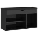 vidaXL magasfényű fekete cipőtároló pad párnával 80 x 30 x 47 cm