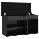 vidaXL magasfényű fekete cipőtároló pad párnával 80 x 30 x 47 cm