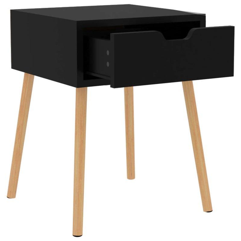 vidaXL 2 db magasfényű fekete szerelt fa éjjeliszekrény 40x40x56 cm