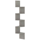 vidaXL betonszürke szerelt fa fali sarokpolc 19 x 19 x 123 cm