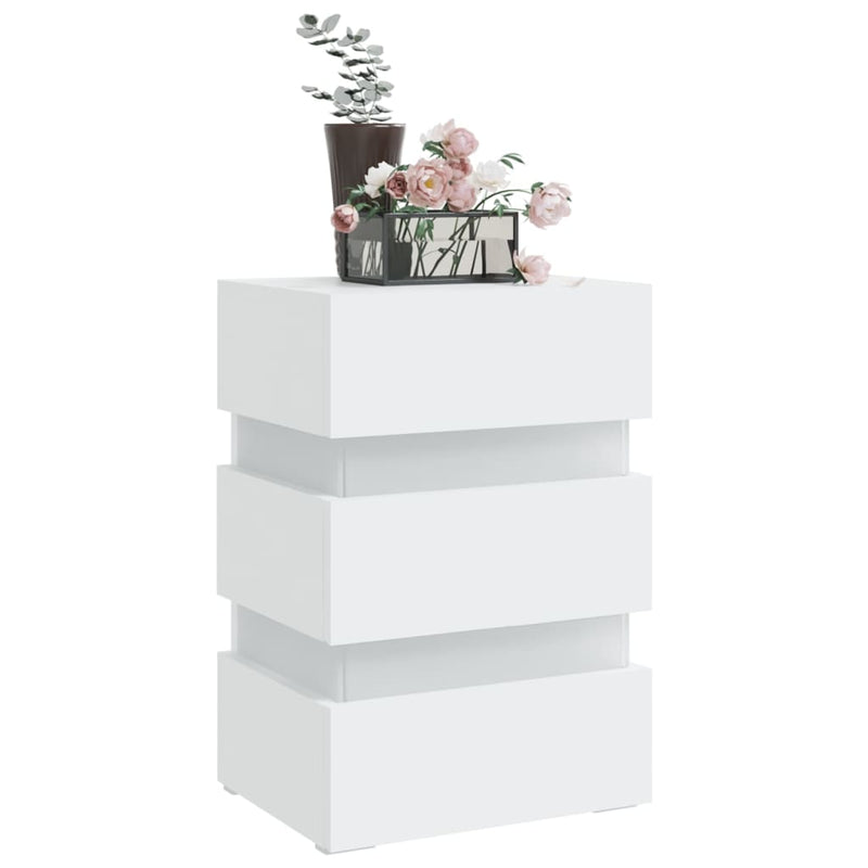 vidaXL fehér szerelt fa LED-es éjjeliszekrény 45 x 35 x 67 cm