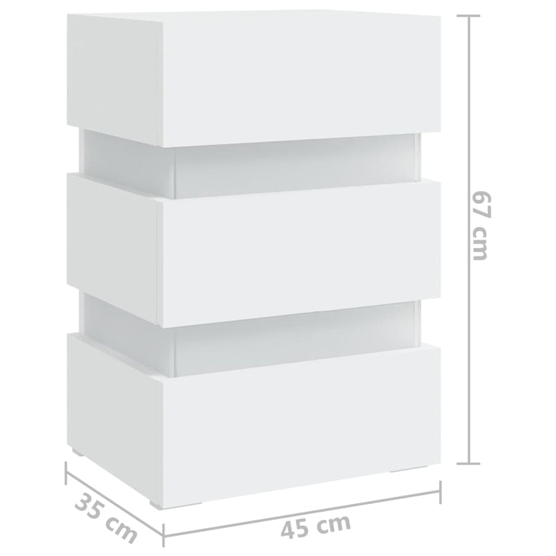 vidaXL fehér szerelt fa LED-es éjjeliszekrény 45 x 35 x 67 cm