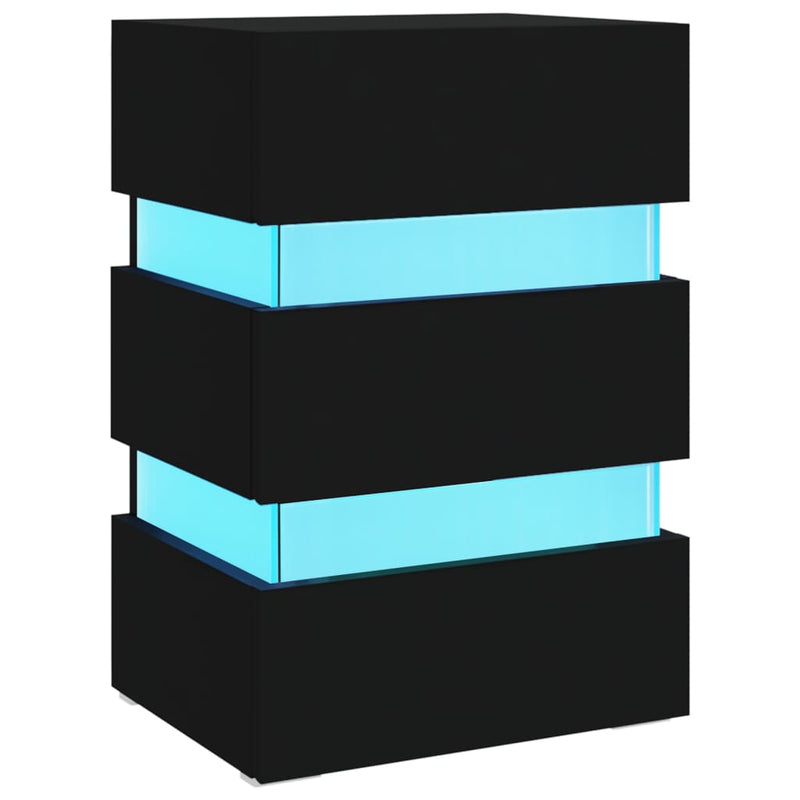 vidaXL fekete szerelt fa LED-es éjjeliszekrény 45 x 35 x 67 cm