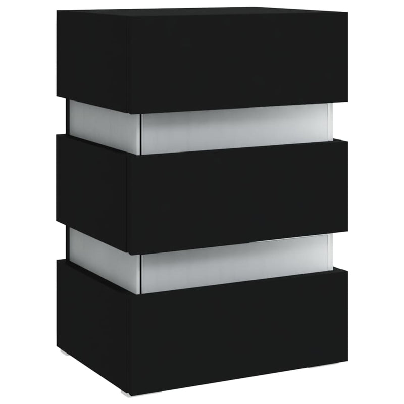 vidaXL fekete szerelt fa LED-es éjjeliszekrény 45 x 35 x 67 cm