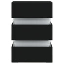 vidaXL fekete szerelt fa LED-es éjjeliszekrény 45 x 35 x 67 cm