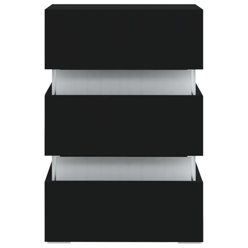 vidaXL fekete szerelt fa LED-es éjjeliszekrény 45 x 35 x 67 cm