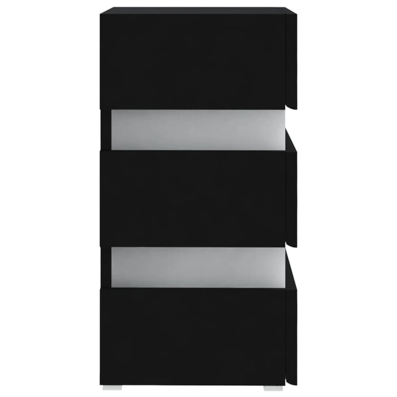 vidaXL fekete szerelt fa LED-es éjjeliszekrény 45 x 35 x 67 cm