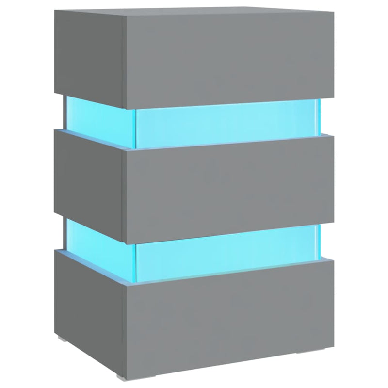 vidaXL szürke szerelt fa LED-es éjjeliszekrény 45 x 35 x 67 cm
