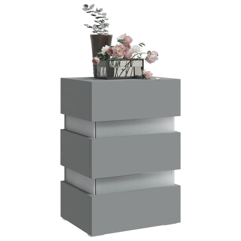vidaXL szürke szerelt fa LED-es éjjeliszekrény 45 x 35 x 67 cm