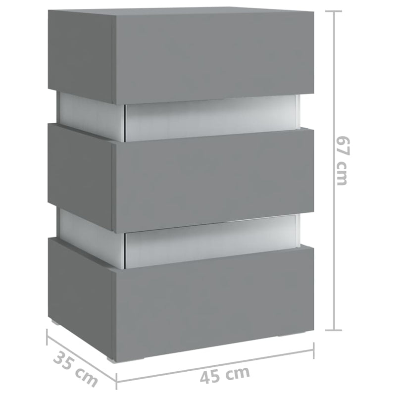 vidaXL szürke szerelt fa LED-es éjjeliszekrény 45 x 35 x 67 cm