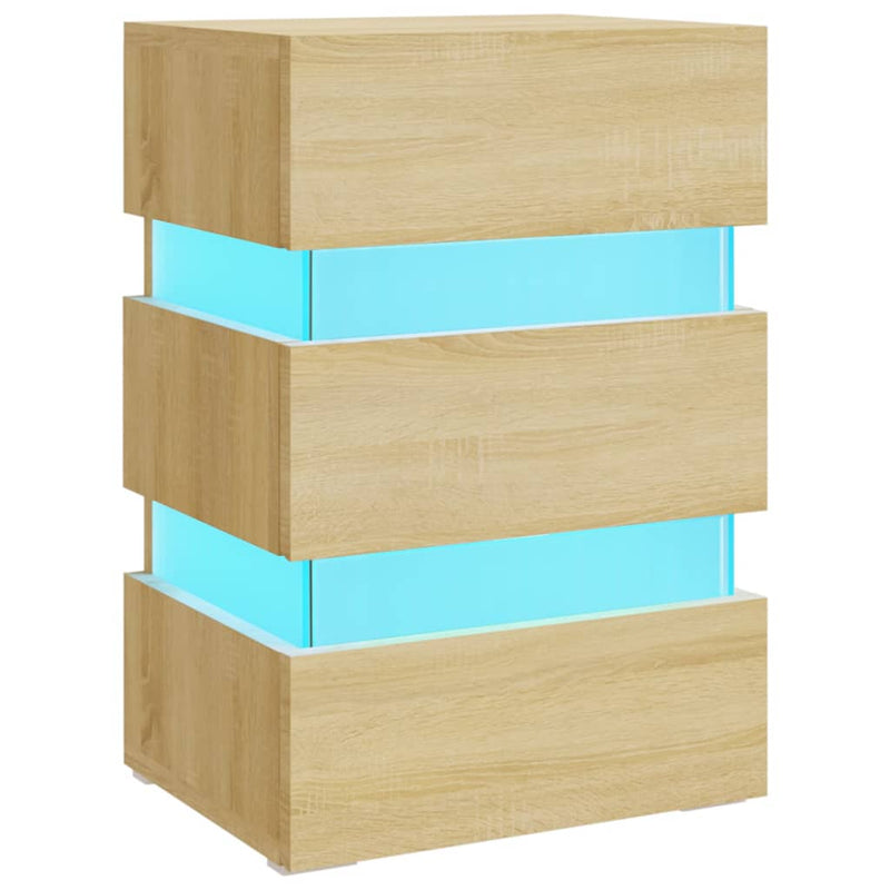 vidaXL sonoma tölgy színű szerelt fa LED-es éjjeliszekrény 45x35x67 cm