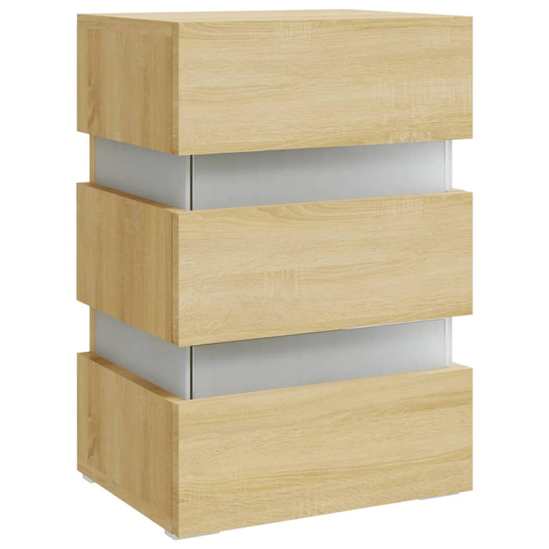 vidaXL sonoma tölgy színű szerelt fa LED-es éjjeliszekrény 45x35x67 cm