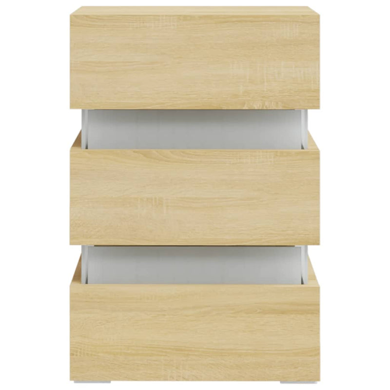 vidaXL sonoma tölgy színű szerelt fa LED-es éjjeliszekrény 45x35x67 cm