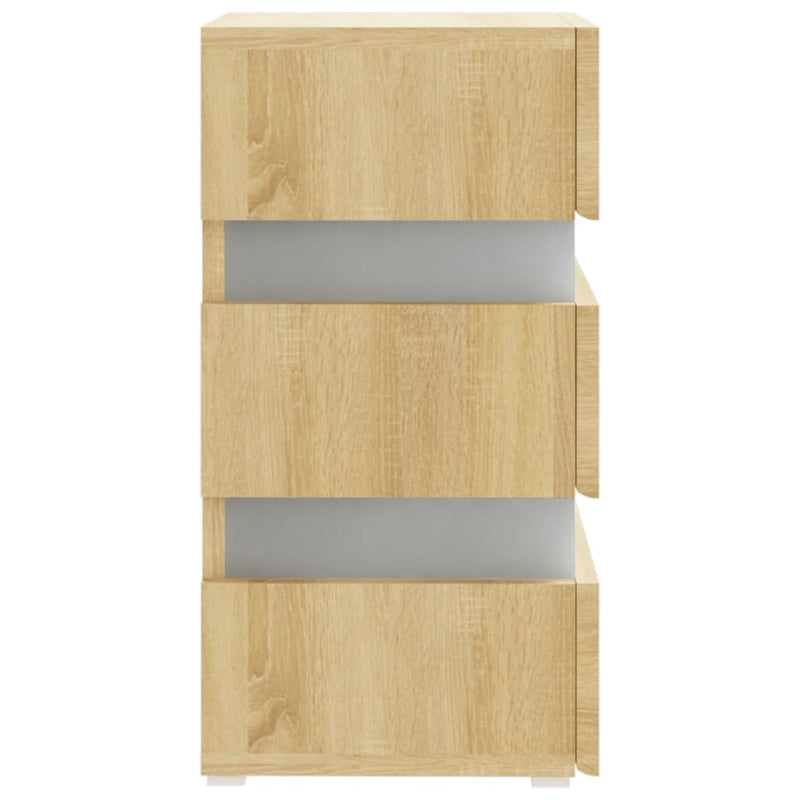 vidaXL sonoma tölgy színű szerelt fa LED-es éjjeliszekrény 45x35x67 cm