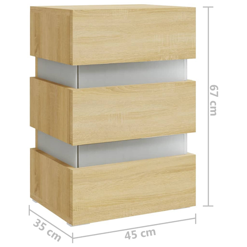 vidaXL sonoma tölgy színű szerelt fa LED-es éjjeliszekrény 45x35x67 cm