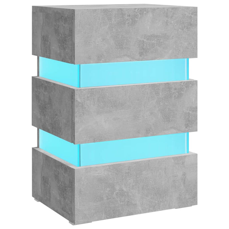 vidaXL betonszürke szerelt fa LED-es éjjeliszekrény 45 x 35 x 67 cm