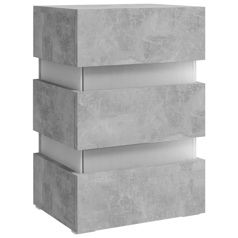 vidaXL betonszürke szerelt fa LED-es éjjeliszekrény 45 x 35 x 67 cm