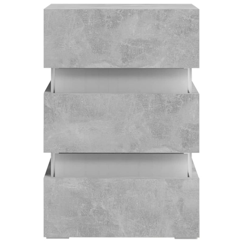vidaXL betonszürke szerelt fa LED-es éjjeliszekrény 45 x 35 x 67 cm