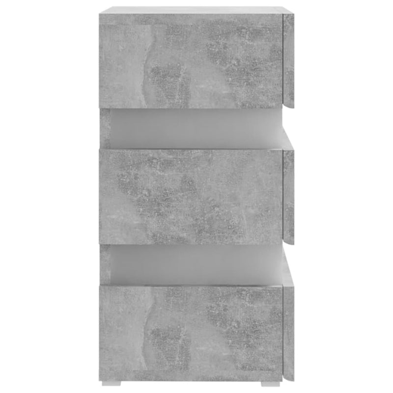 vidaXL betonszürke szerelt fa LED-es éjjeliszekrény 45 x 35 x 67 cm