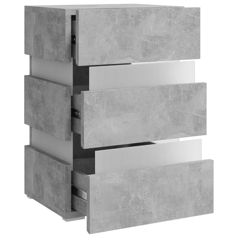 vidaXL betonszürke szerelt fa LED-es éjjeliszekrény 45 x 35 x 67 cm