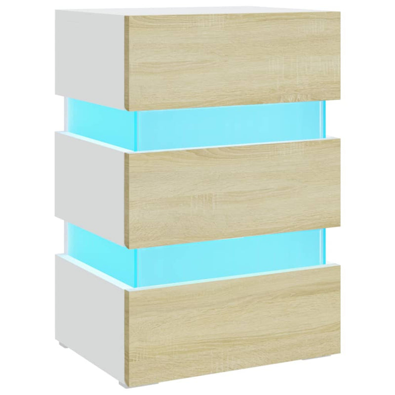 vidaXL fehér szerelt fa LED-es éjjeliszekrény 45 x 35 x 67 cm