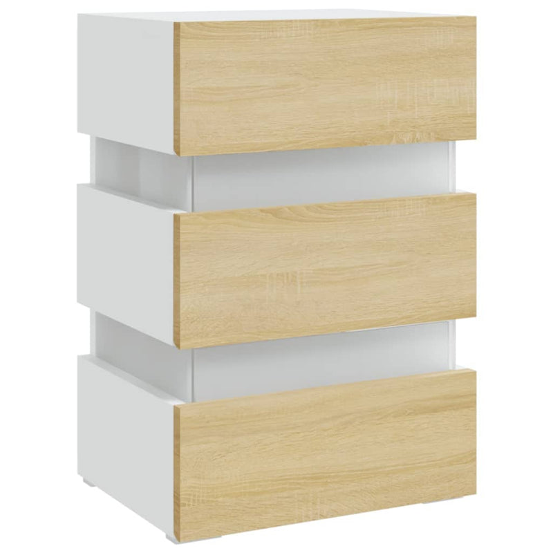 vidaXL fehér szerelt fa LED-es éjjeliszekrény 45 x 35 x 67 cm