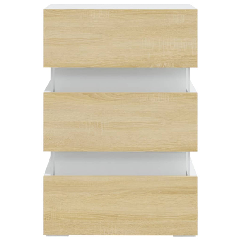 vidaXL fehér szerelt fa LED-es éjjeliszekrény 45 x 35 x 67 cm