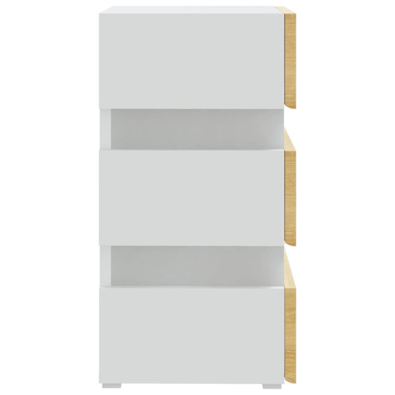 vidaXL fehér szerelt fa LED-es éjjeliszekrény 45 x 35 x 67 cm