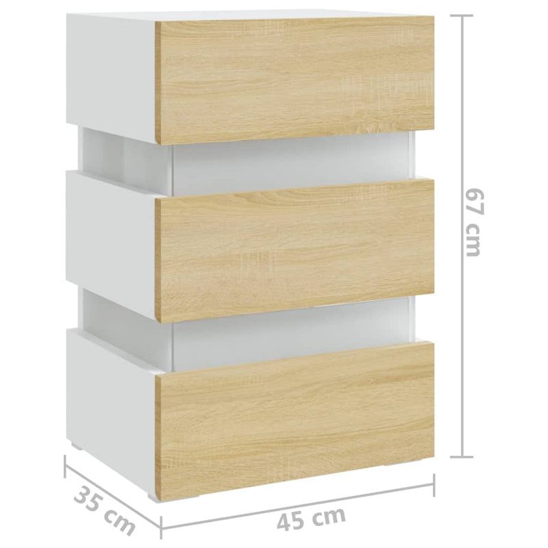 vidaXL fehér szerelt fa LED-es éjjeliszekrény 45 x 35 x 67 cm