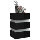 vidaXL magasfényű fekete szerelt fa LED-es éjjeliszekrény 45x35x67 cm