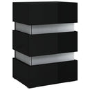vidaXL magasfényű fekete szerelt fa LED-es éjjeliszekrény 45x35x67 cm