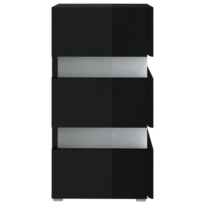 vidaXL magasfényű fekete szerelt fa LED-es éjjeliszekrény 45x35x67 cm