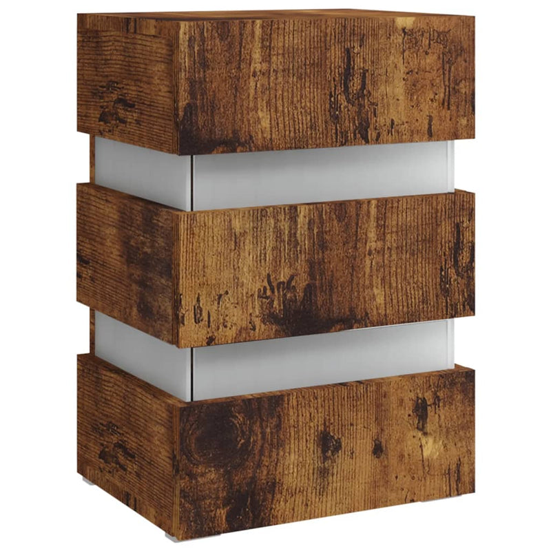 vidaXL füstös tölgy színű szerelt fa LED-es éjjeliszekrény 45x35x67 cm