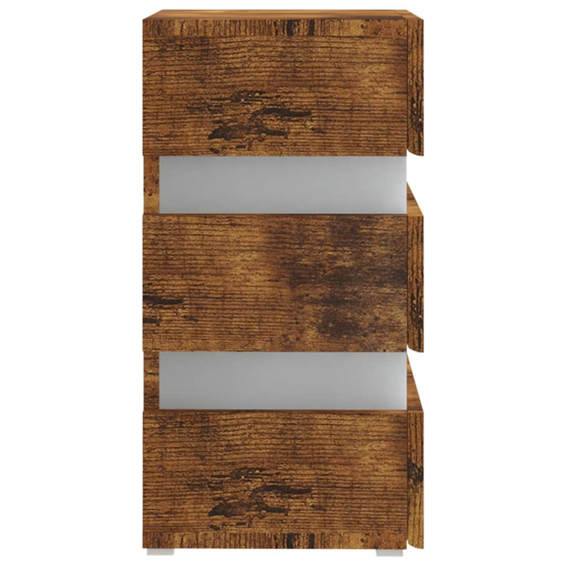 vidaXL füstös tölgy színű szerelt fa LED-es éjjeliszekrény 45x35x67 cm
