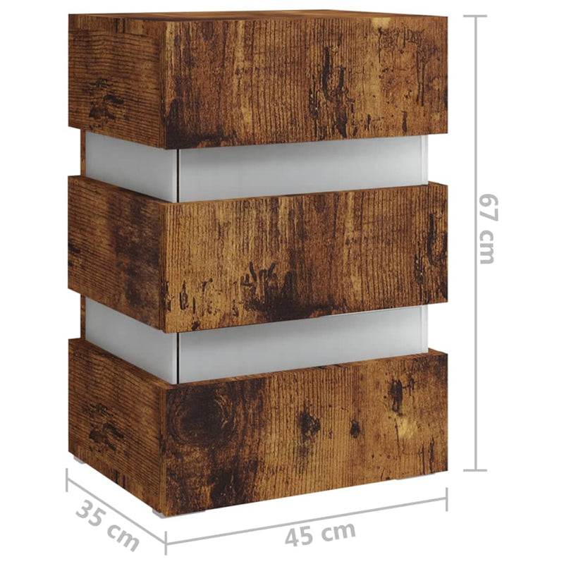 vidaXL füstös tölgy színű szerelt fa LED-es éjjeliszekrény 45x35x67 cm
