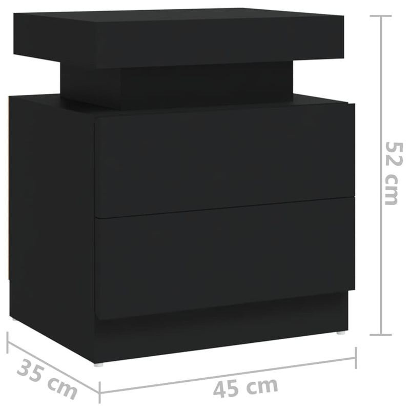 vidaXL fekete szerelt fa éjjeliszekrény 45 x 35 x 52 cm