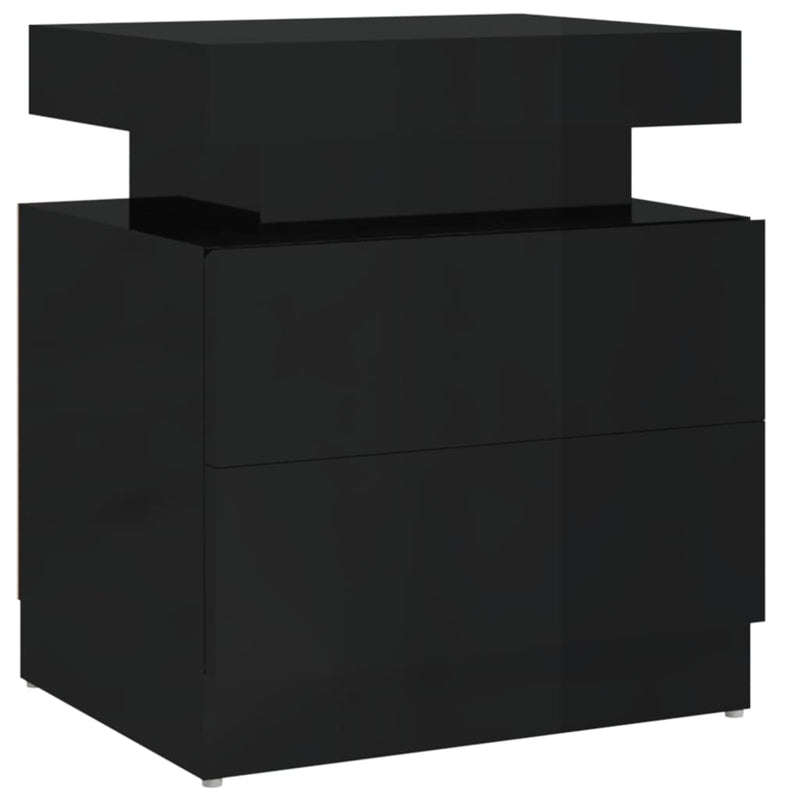 vidaXL magasfényű fekete szerelt fa éjjeliszekrény 45 x 35 x 52 cm