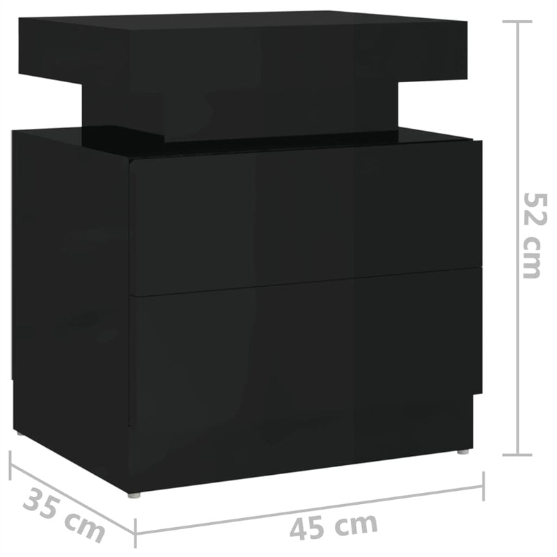 vidaXL magasfényű fekete szerelt fa éjjeliszekrény 45 x 35 x 52 cm