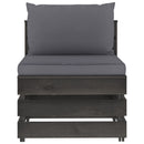 vidaXL szürke impregnált fa elemes középső kanapé párnákkal