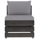vidaXL szürke impregnált fa elemes középső kanapé párnákkal